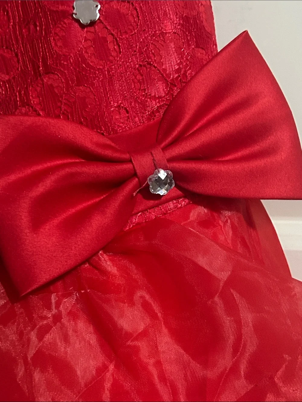 Sparkling Red Ruffle Girls' Formal Dress with Bow OL1kb